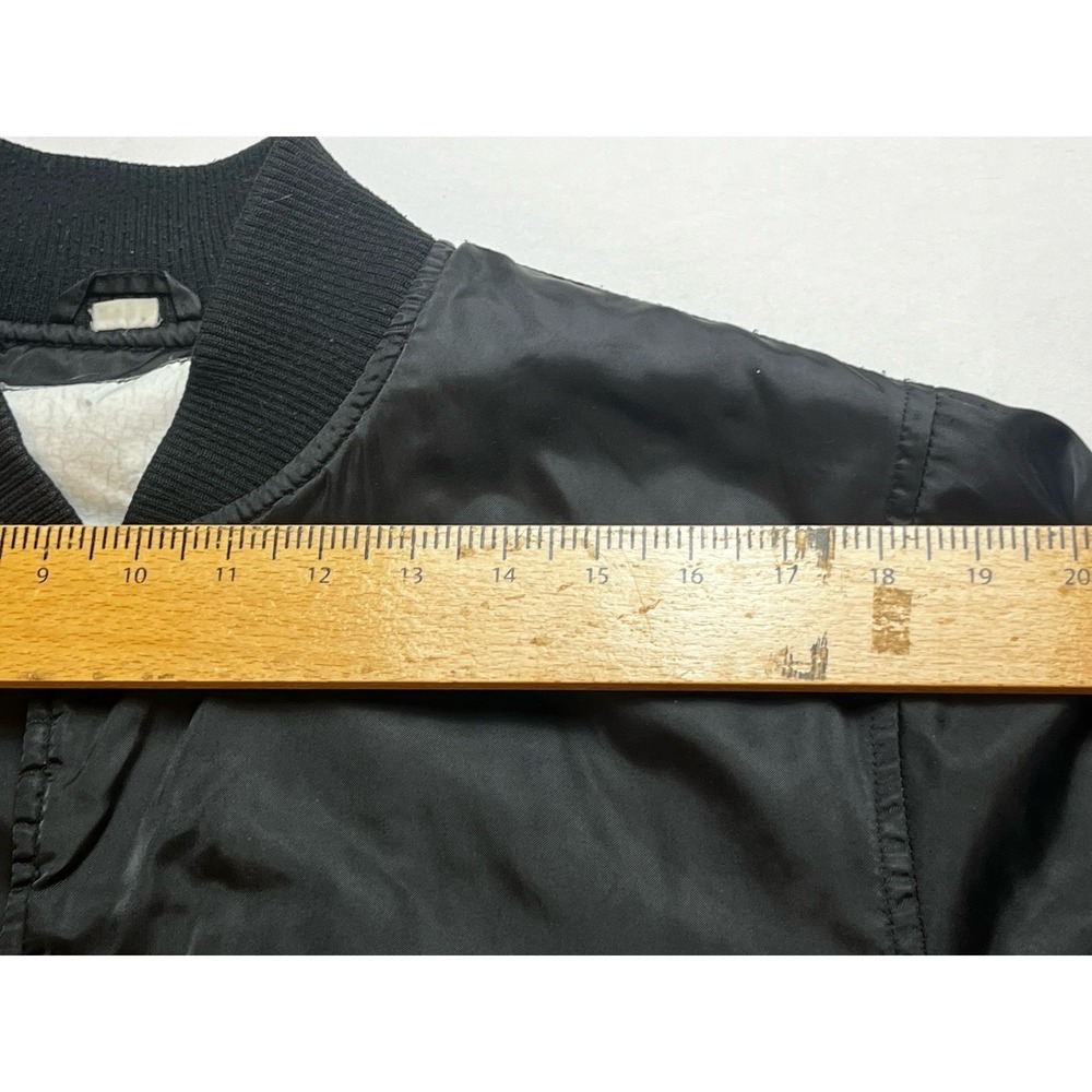 Stussy Varsity Black Satin Bomber Jacket- XL Embroidered- Snaps VTG- Y2K- 1990s - Picture 6 of 13